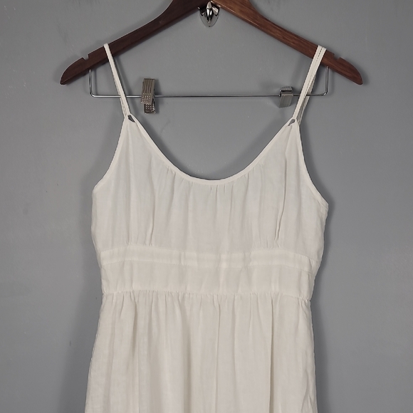 J.Crew Linen Elegant White Spaghetti Strap Lined Maxi Dress - Picture 2 of 9